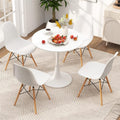 Modern 5-Piece Round Dining Table Set for 4, 32" Kitchen Table with 4 Chairs & Solid Wood Legs, Dinette Set for Small Spaces